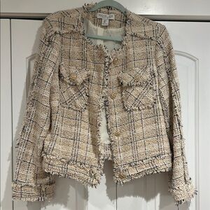 Rachel Zoe Beige and Black Plaid Blazer